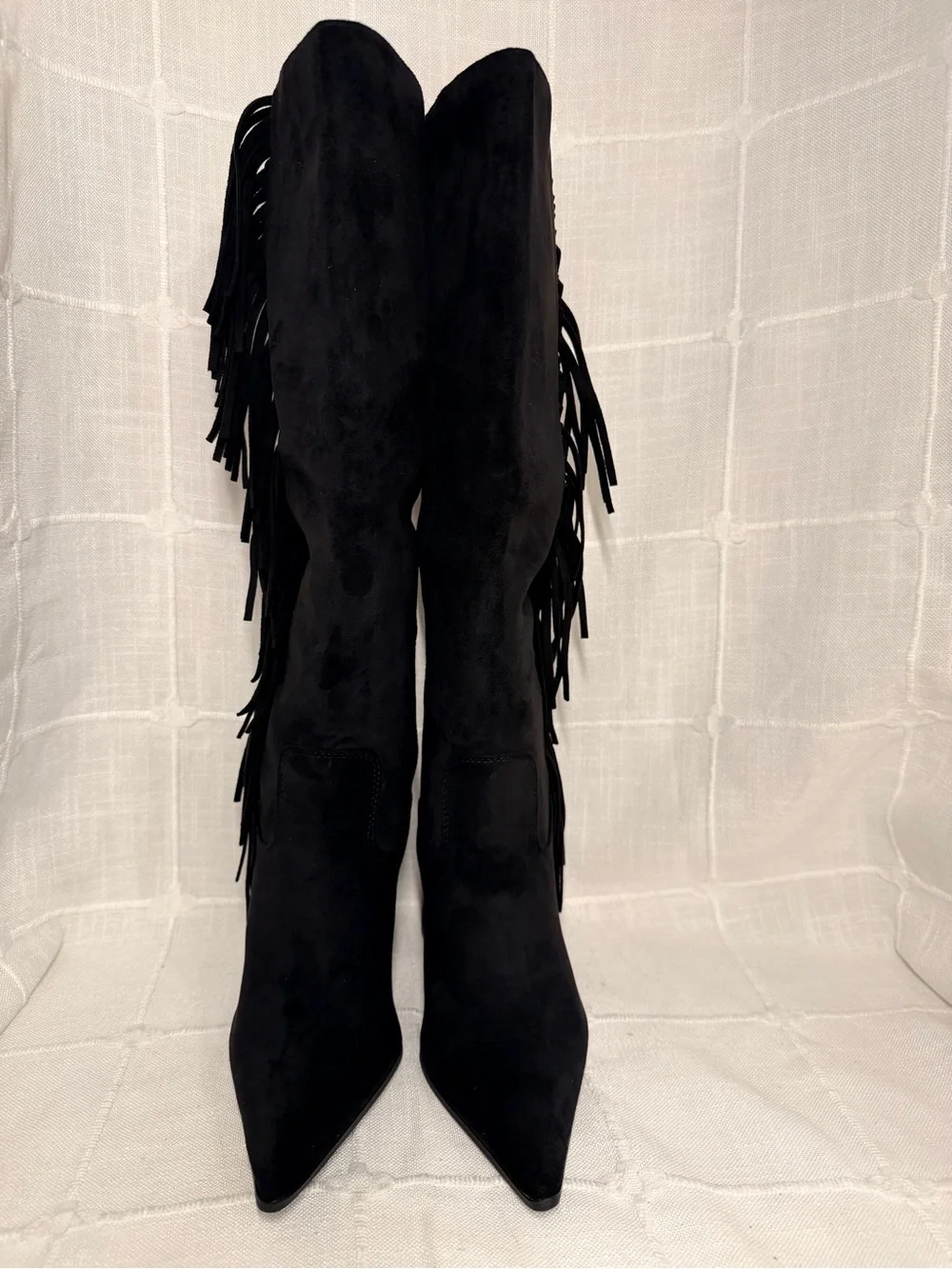 Madden Girl Shakke Black Fringe Western Knee High Boots 6.5 NIB